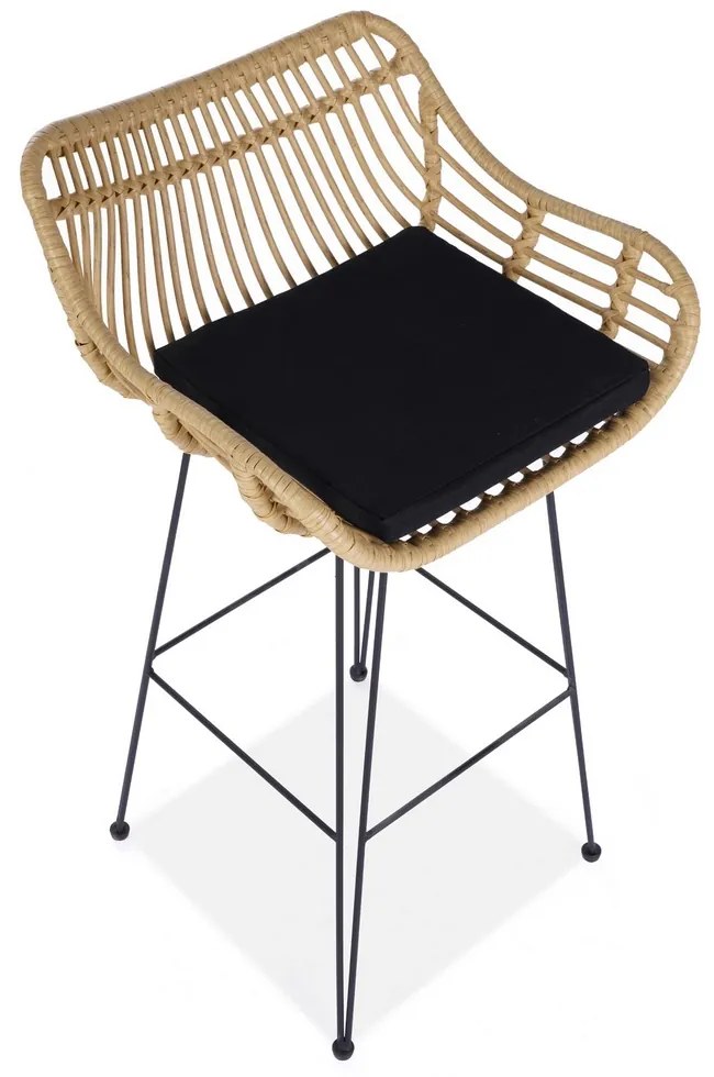 Tristan bárszék, fekete / rattan