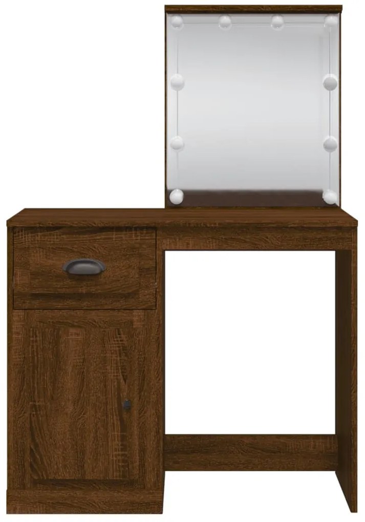 világosbarna tölgy fésülködőasztal LED-lámpákkal 90x42x132,5 cm