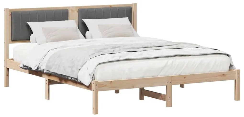 Ágykeret Kárpitozott Fejtámlával Sötétszürke 150 x 200 cm