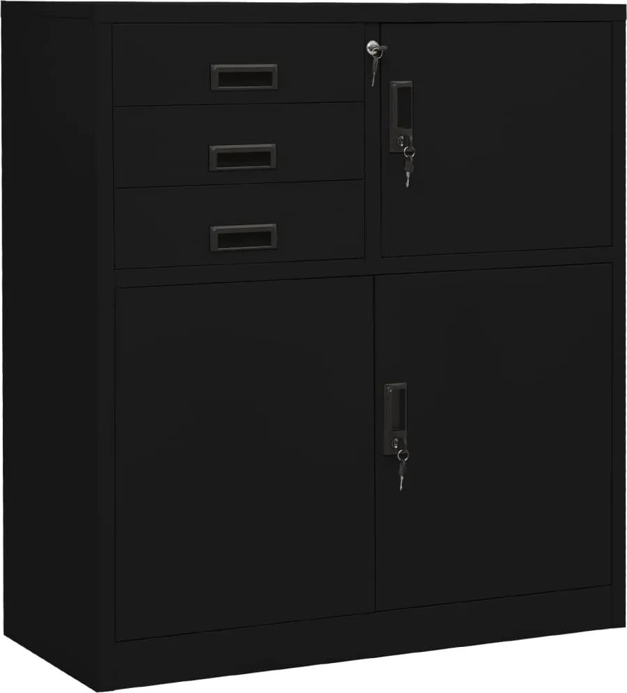 vidaXL fekete acél irodai szekrény 90 x 40 x 102 cm