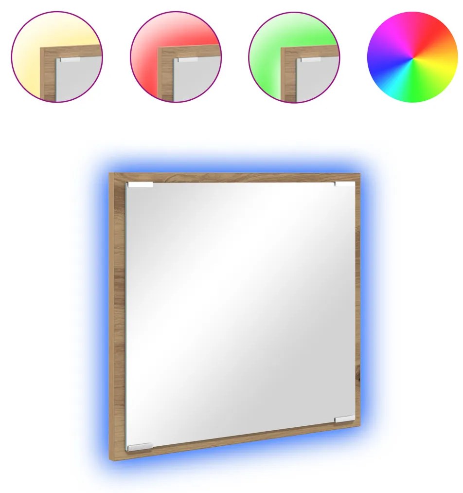 LED Fürdőszobai Tükör Művész Tölgy 40x8.5x37 cm Műgyanta fa