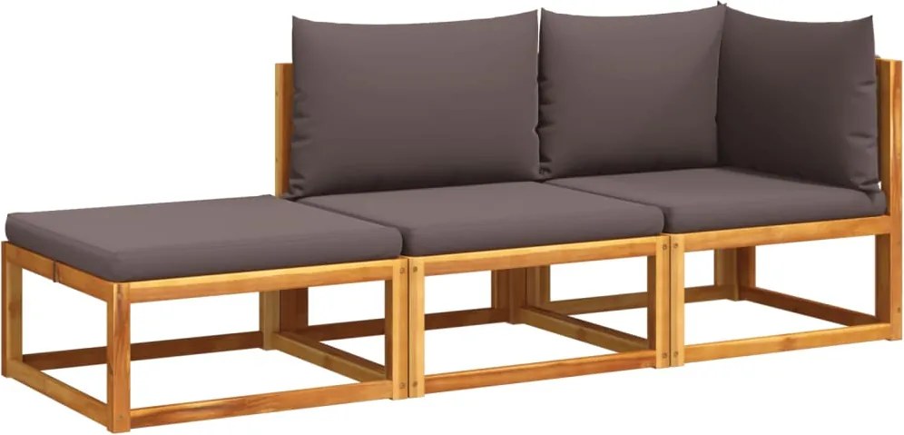 vidaXL 3 részes kerti kanapégarnitúra párnákkal, akácfa és kötél