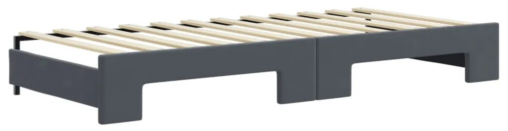 sötétszürke kihúzható bársony heverő matraccal 90 x 200 cm