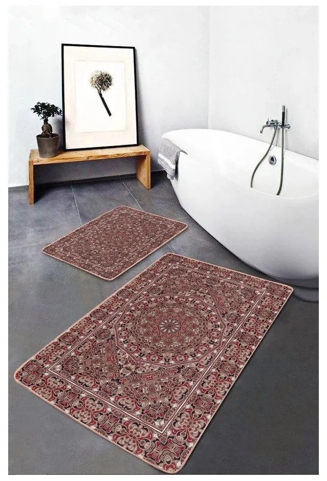 Barna bársony fürdőszobai kilépő szett 2 db-os 60x100 cm – Mila Home