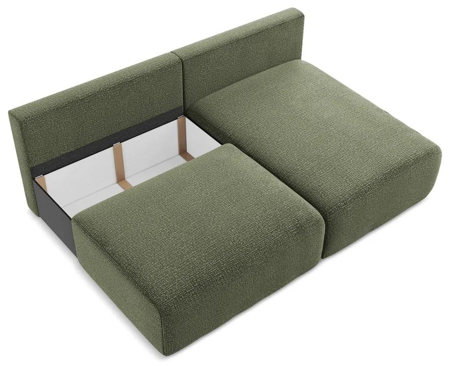 Zöld kinyitható-tárolóhelyes sarokkanapé (jobb oldali) Kalena – Makamii