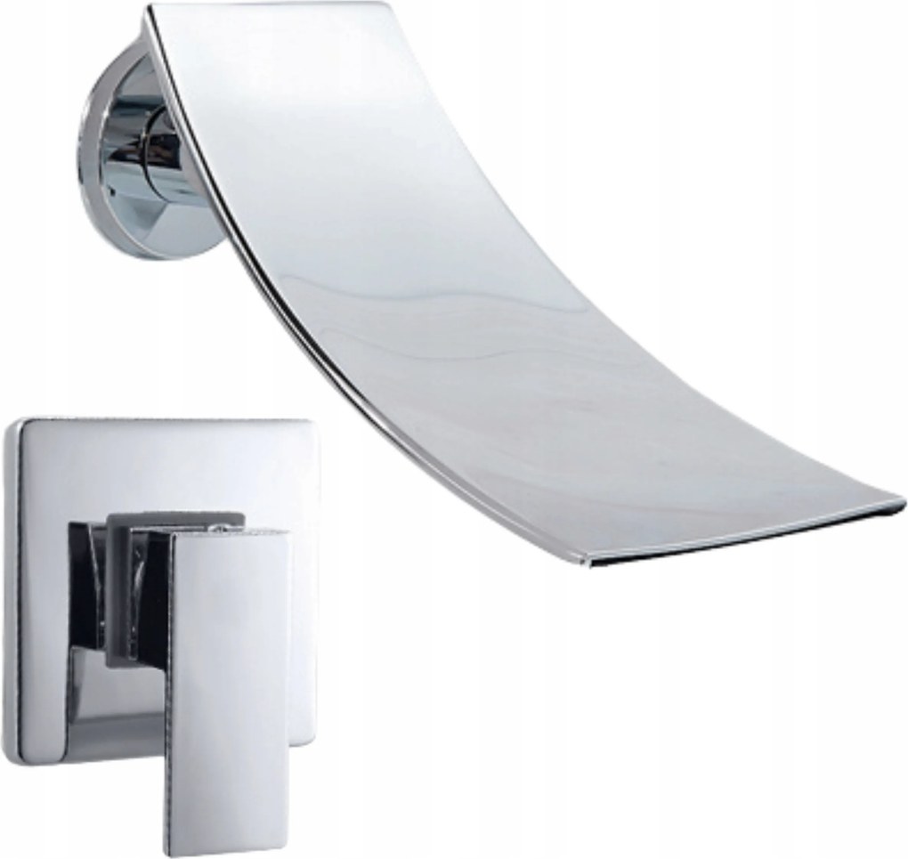 Mosdó Csaptelep Fürdőszoba Falsík alatti vízesés Falra szerelhető sárgaréz Króm