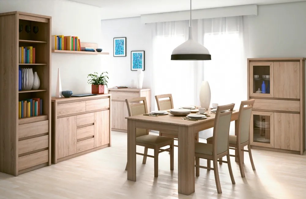 Vitrines szekrény, DTD laminált, tölgy sonoma, NORTY TYP 7