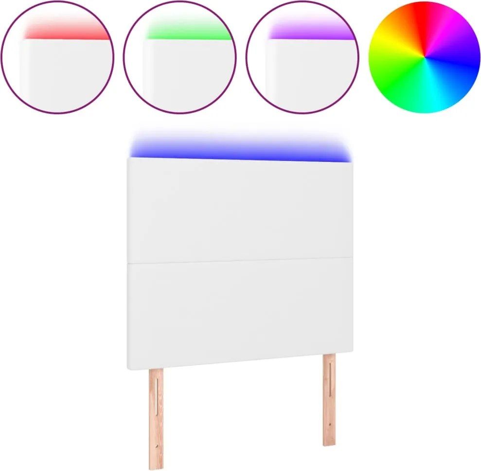 vidaXL fehér műbőr LED-es fejtámla 80x5x118/128 cm