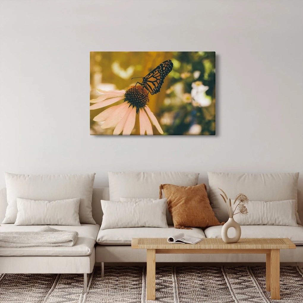 Pillangó képe a virágon (90x60 cm)