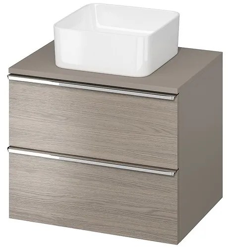 Cersanit - VIRGO falra szerelhető mosdókagyló szekrény 60 cm-es tetővel, szürke tölgy-króm, S522-022