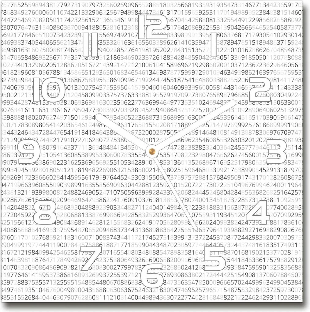 Óra edzett üvegből Bináris kód 30x30 cm