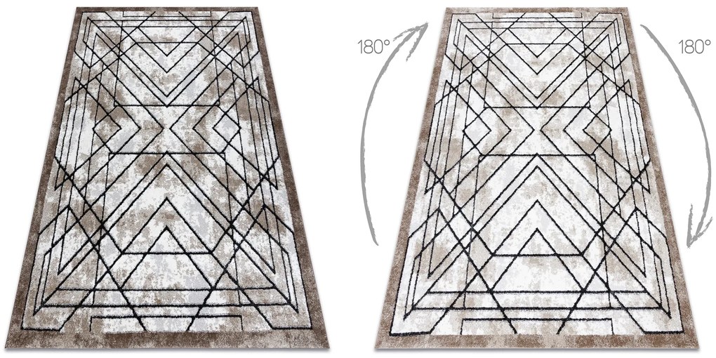 Modern COZY szőnyeg Tico, Geometriai - Structural két szintű gyapjú barna