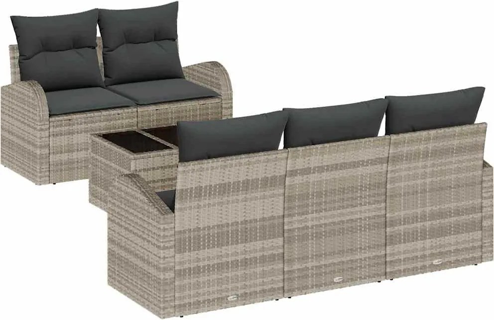 vidaXL Kerti Kanapé Szett Világosszürke 55 x 55 x 37 cm polirattan