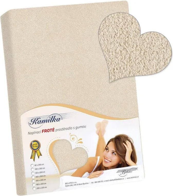 Bellatex frotté lepedő természetes színű, 120 x 200 cm