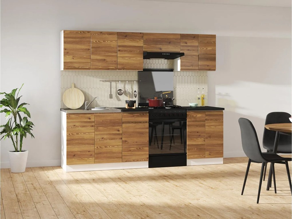 Konyhabútor 240 cm Junona Line (fényes vanília + fehér). 1098517