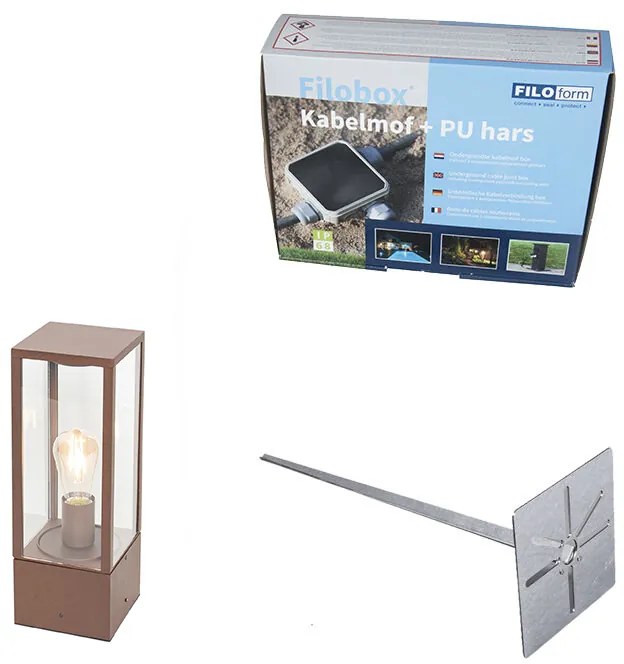 Ipari kültéri állólámpa rozsdabarna 40 cm IP44 - Charlois
