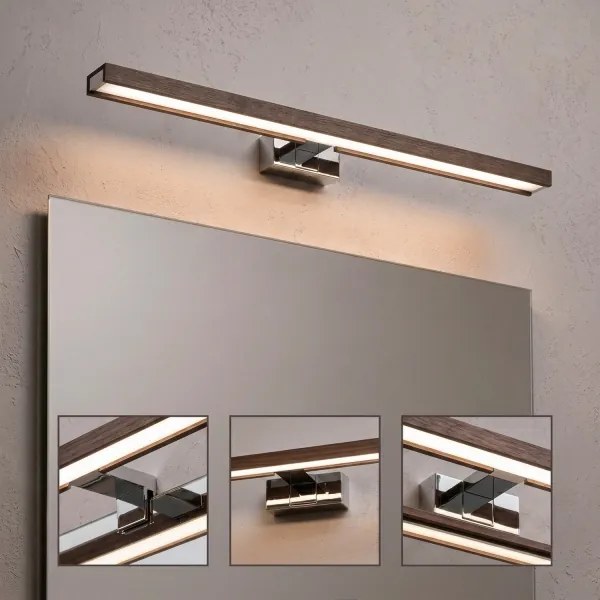 Brilagi -LED Fürdőszobai LED tükörvilágítás 3 az 1-ben WOODY MIRROR LED/12W/230V IP44 króm/tölgy-dió