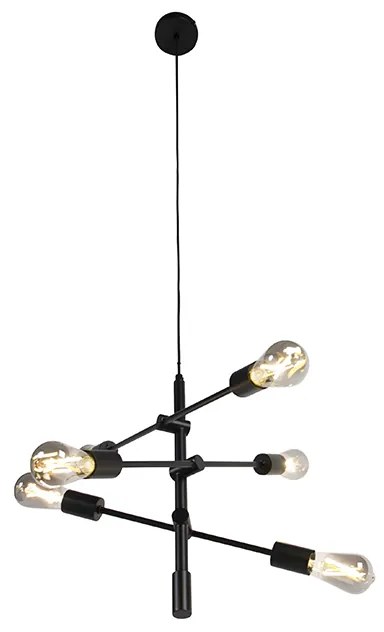 Okos, ipari függőlámpa fekete, 6 db WiFi ST64-es izzóval - Sydney