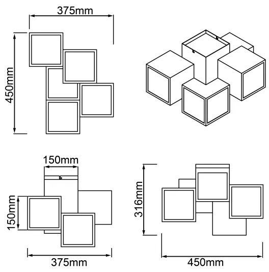 Brilliant - LED Mennyezeti lámpa CUBIX 5xLED/7,6W/230V 3000K fehér