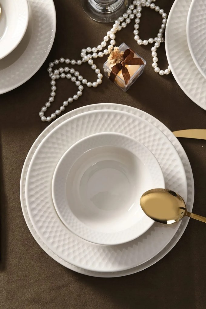 24 részes porcelán étkészlet krém
