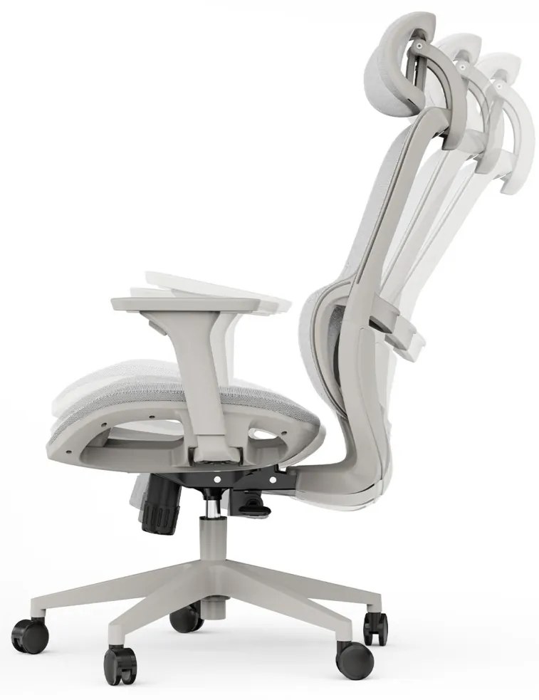 Ergonomikus irodai forgószék Neyo deréktámasz, fejtámla, háló, szürke