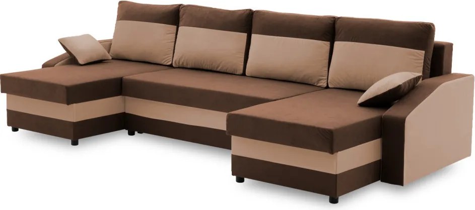 Sparta sarokkanapé, 1 ágyneműtartóval, szövet anyag, univerzális oldal, hab töltet, barna