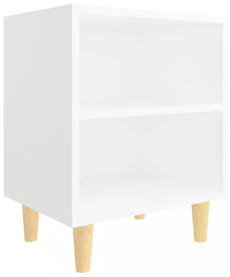 vidaXL 2 db fehér éjjeliszekrény tömör fa lábakkal 40 x 30 x 50 cm