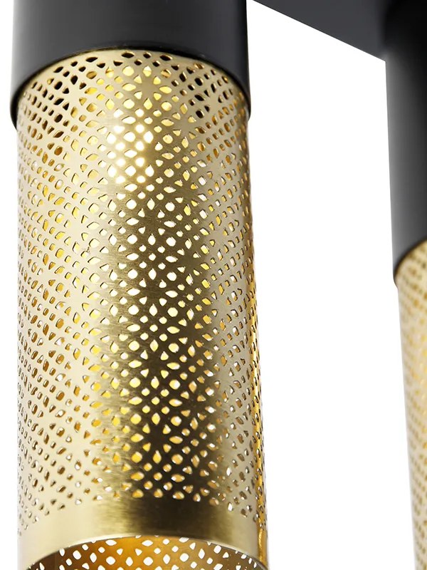 Ipari mennyezeti lámpa fekete arannyal, hosszúkás 3 lámpás - Raspi