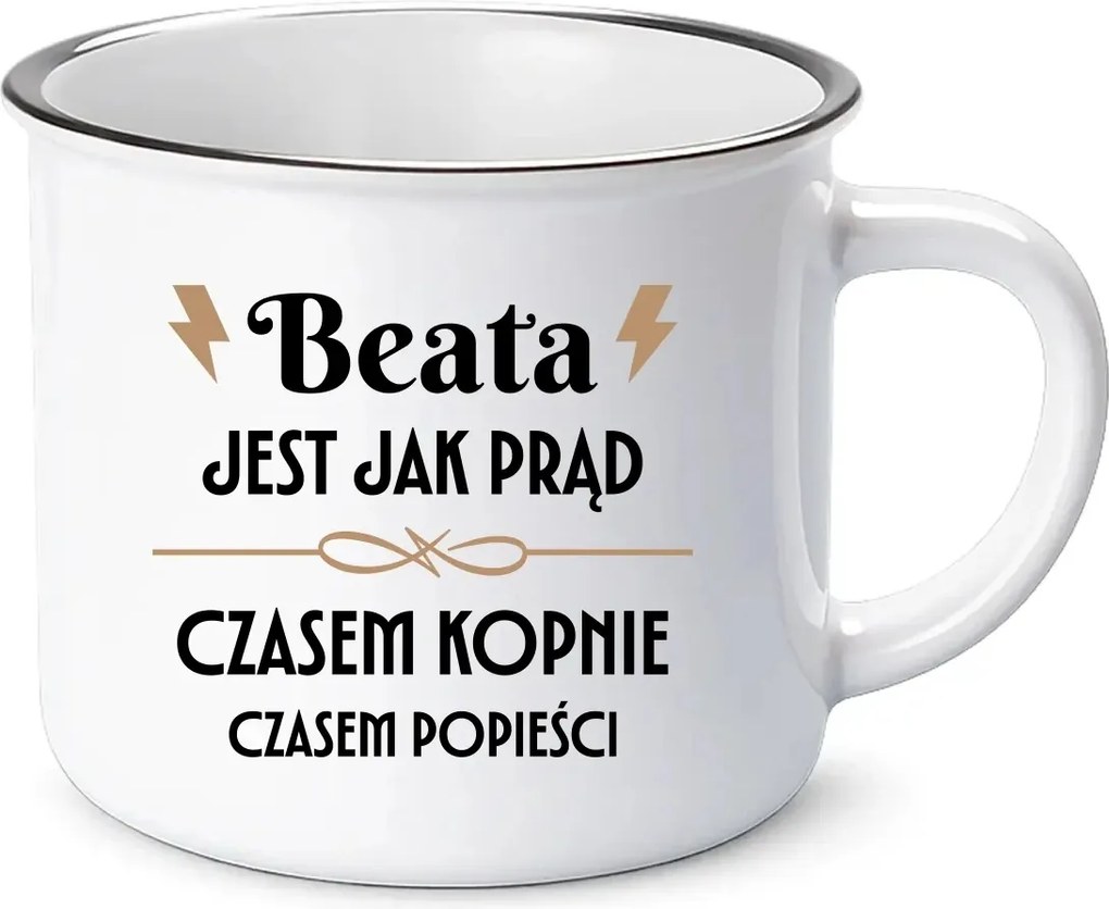 A név olyan, mint az áram néha rúg Bögre Zománcozott Ajándék Villanyszerelő Feleségnek