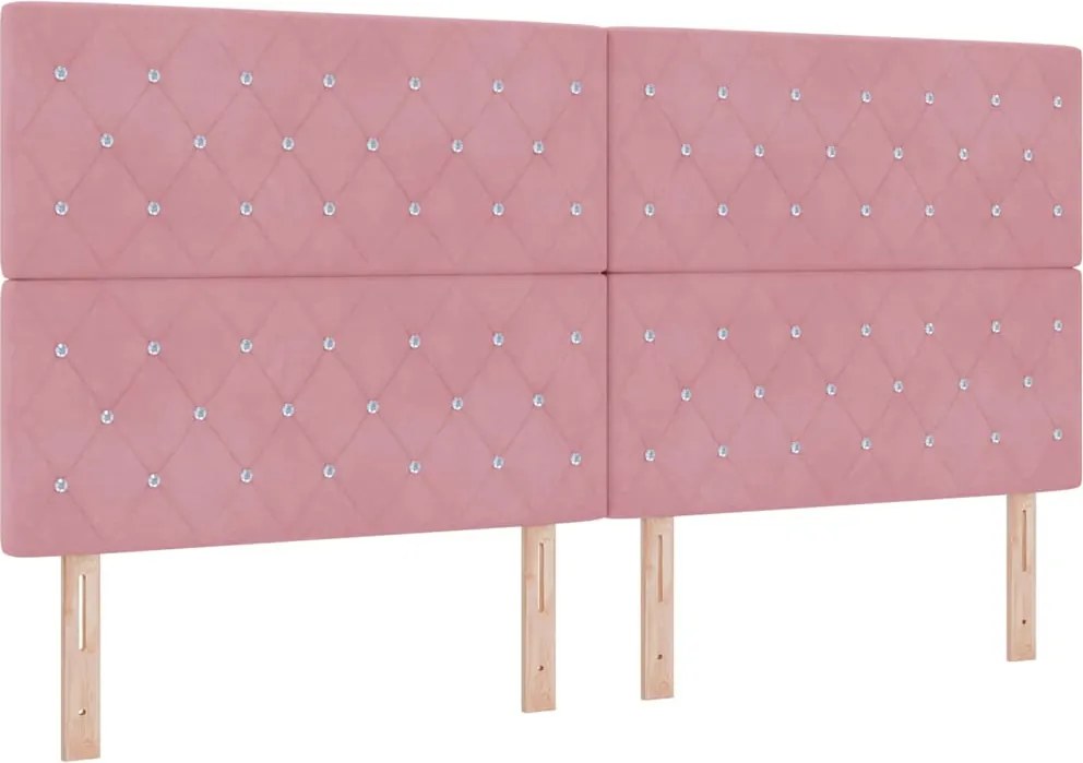 vidaXL LED Box Spring Ágy matracmal Rózsaszín 200 x 200 cm szövet