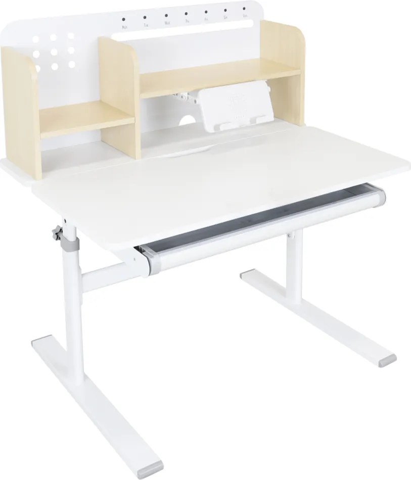 Növekvő íróasztal, természetes/fehér, ADAN