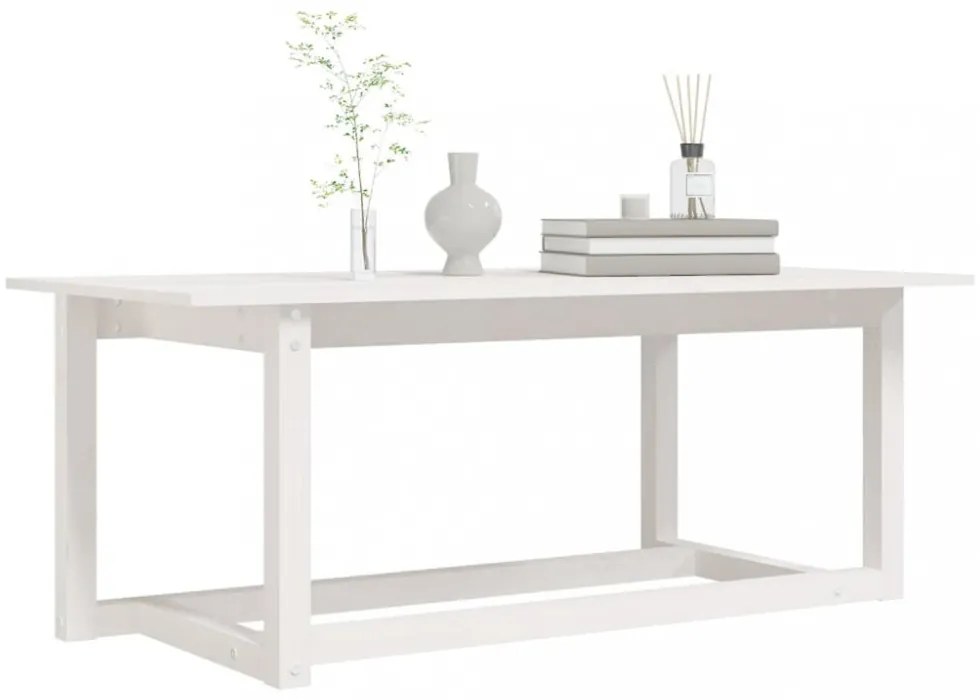 fehér tömör fenyőfa dohányzóasztal 110 x 55 x 45 cm