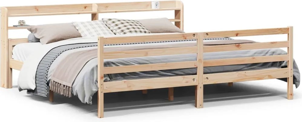 vidaXL tömör fenyőfa ágykeret fejtámlával 200 x 200 cm