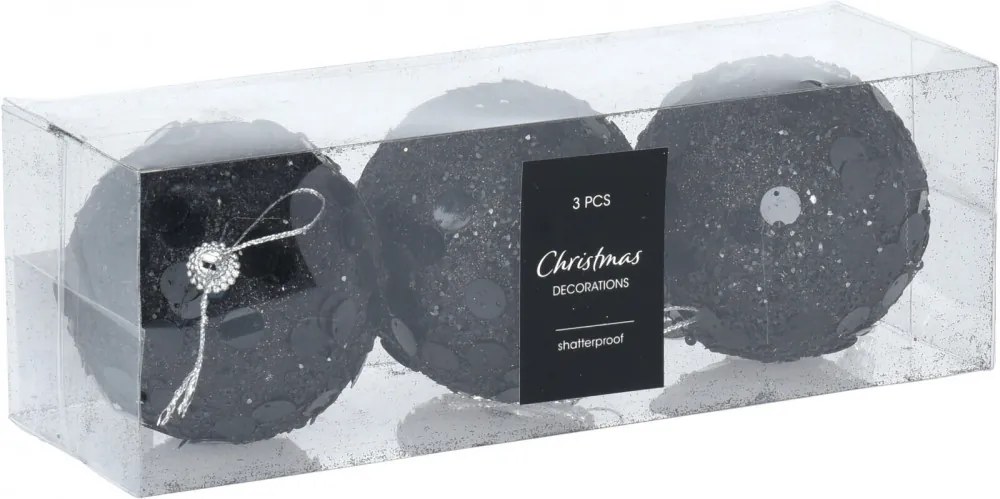 Blacky 3 darabos karácsonyi gömb 8 cm