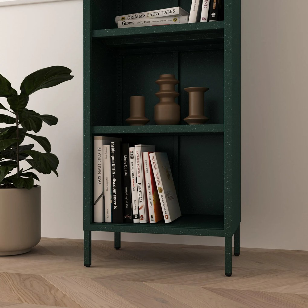 Könyvespolc MARIO, 500 x 1800 x 350 mm, Modern: palack zöld szín