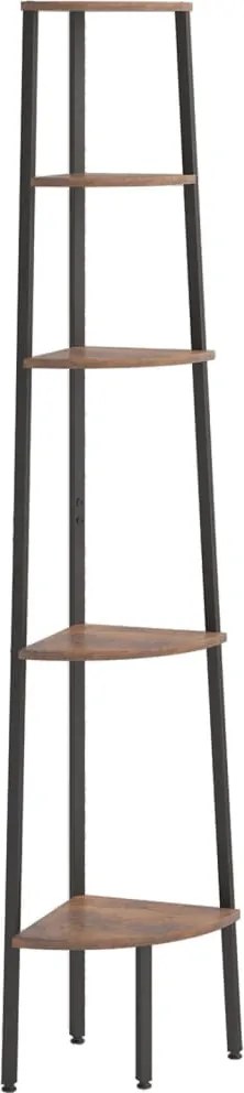 vidaXL 5 szintes sötétbarna és fekete sarokpolc 45,5 x 31,5 x 180 cm