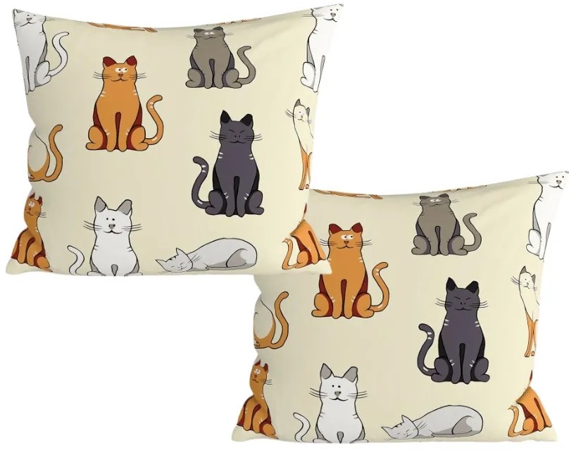 2 db díszpárnahuzat szett COLORED CATS BLEND 45x45 cm, krémszínű