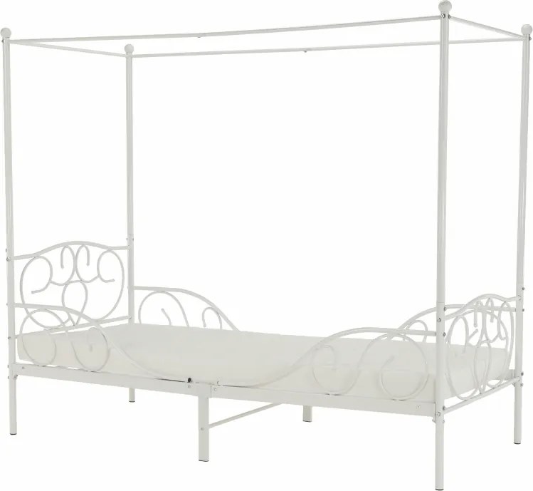 Fém ágyégbolttal, fehér, 90x200, ADELISA