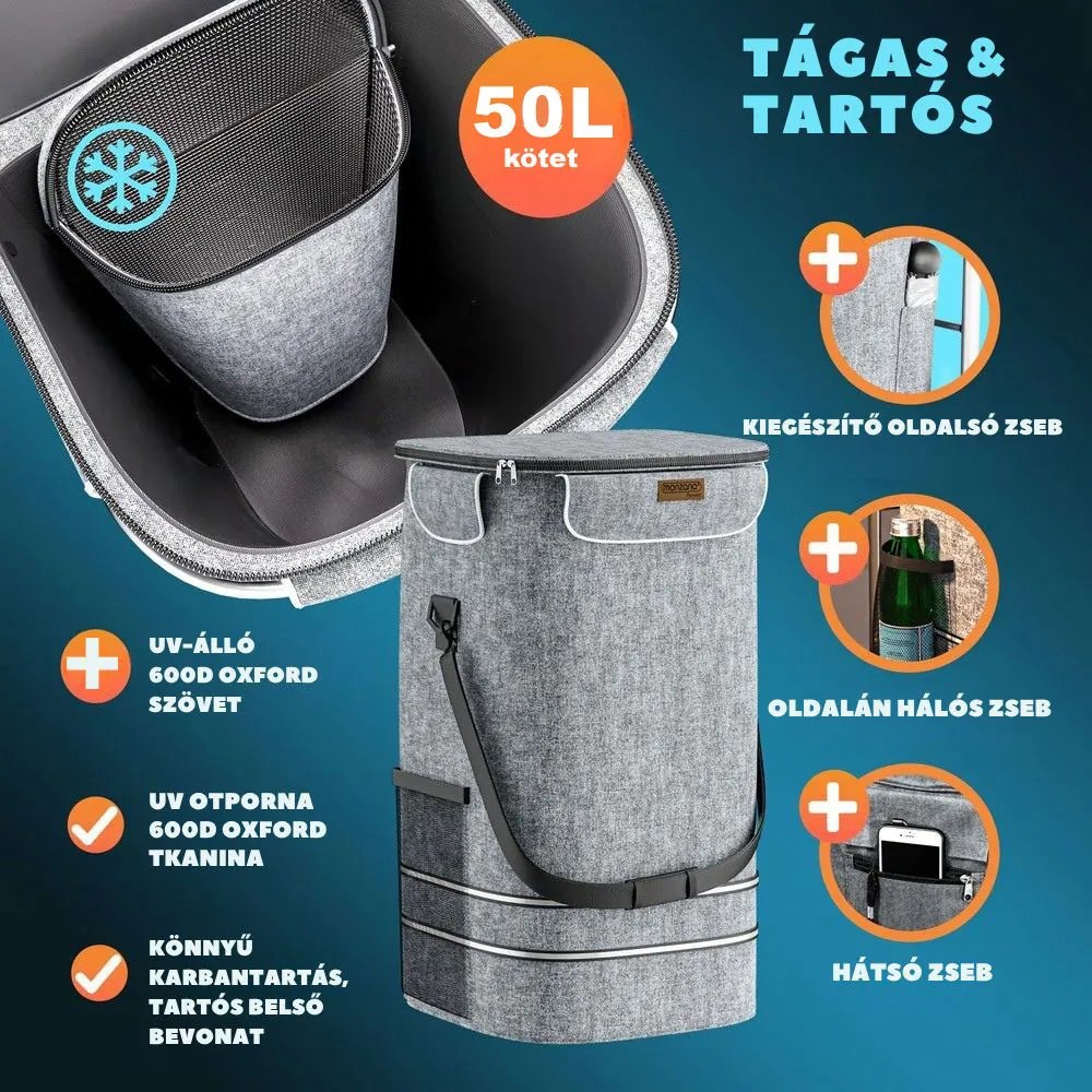 COMFORT bevásárlótáska lépcsőjáró kerekekkel, 50l, szürke Jurhan