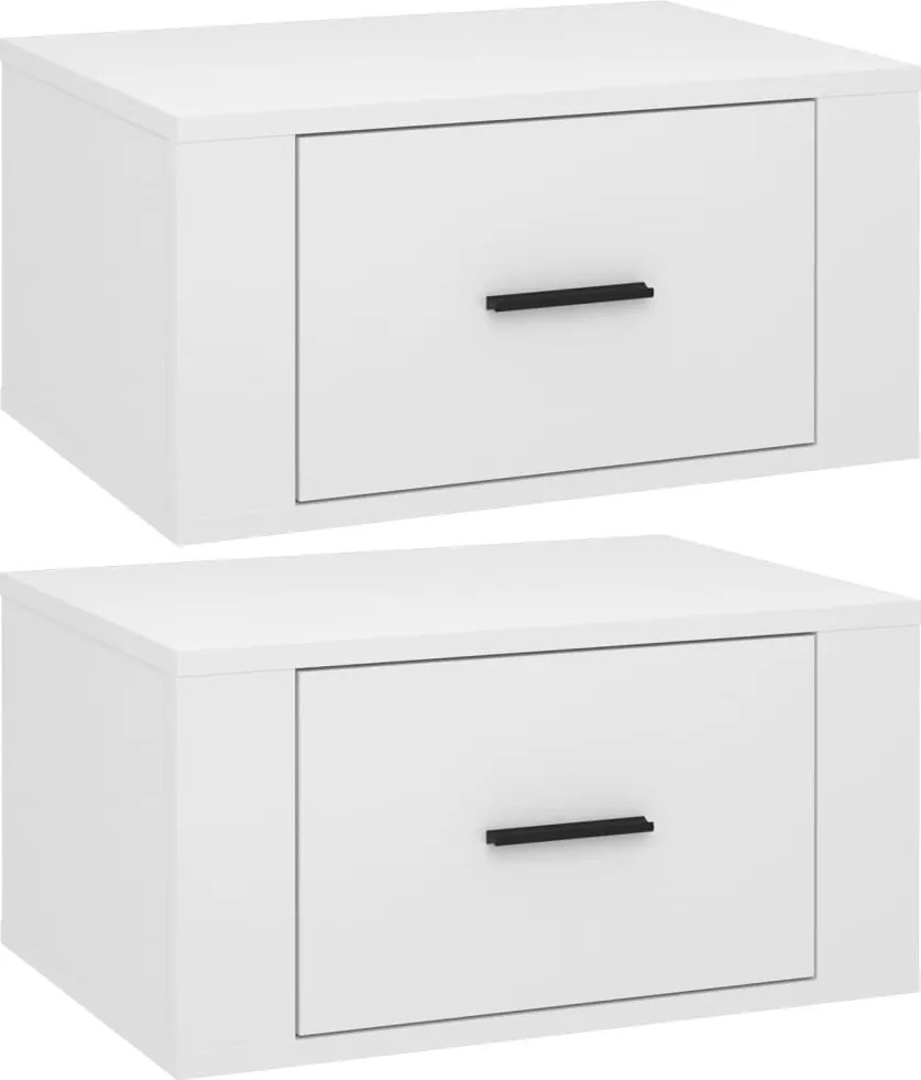 vidaXL 2 db magasfényű fehér fali éjjeliszekrény 50x36x25 cm