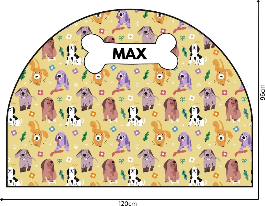 PIPPER. Védő textil falmatrica – Ív – Színes kutyák Méret: 83x60cm, Indíték: névvel