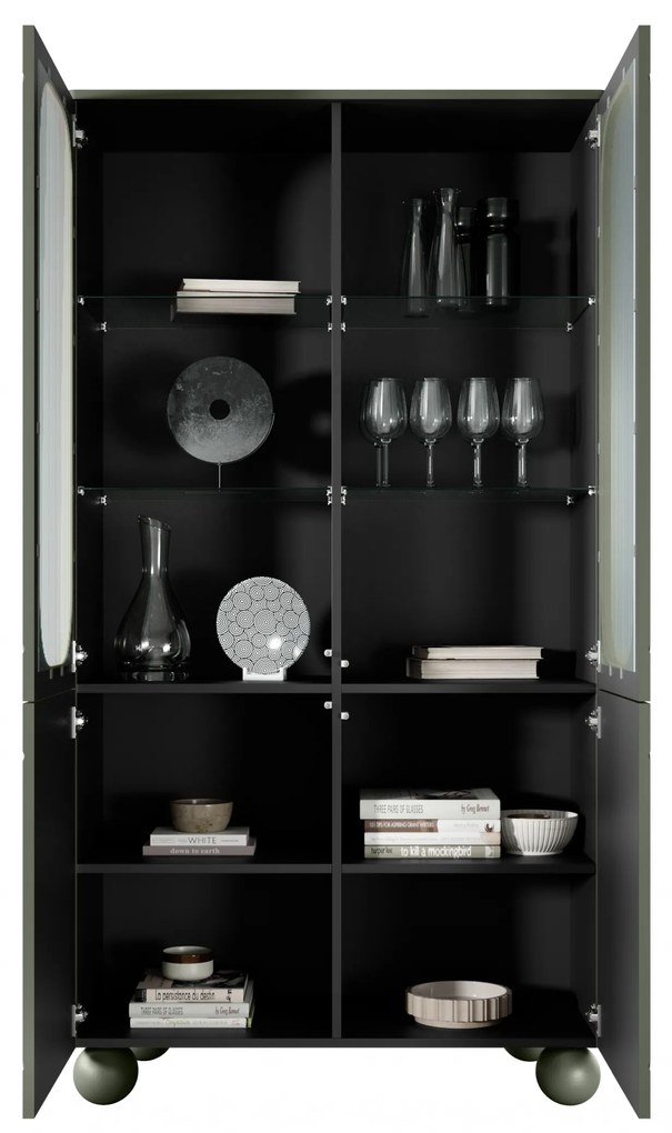 Sonatia II két ajtós vitrin - 100 cm - olajbogyó színű