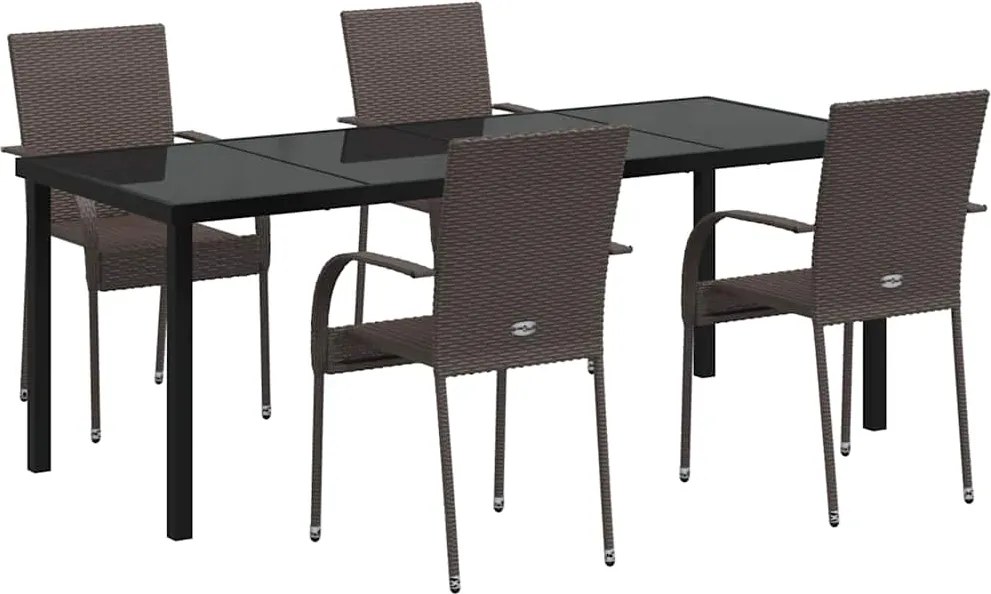 vidaXL Kert étkező szett 5 pcs Barna Porszórt acél