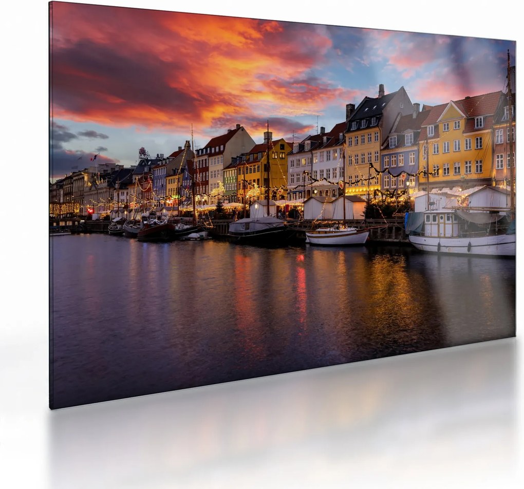 Üveg kép - Nyhavn, Koppenhága (70x50 cm)