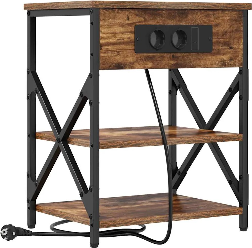 vidaXL Éjjeliszekrény polcokkal Füstölt tölgy 41 x 31 x 51 cm Faanyag