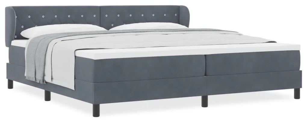 Boxspring Ágy Matraccal Sötétszürke 200x200 cm Velvet