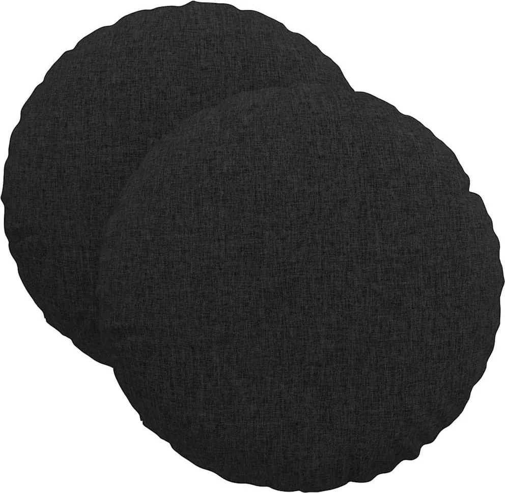 vidaXL Ülőpárnák 2 pcs Fekete Ø40 x 13 cm szövet