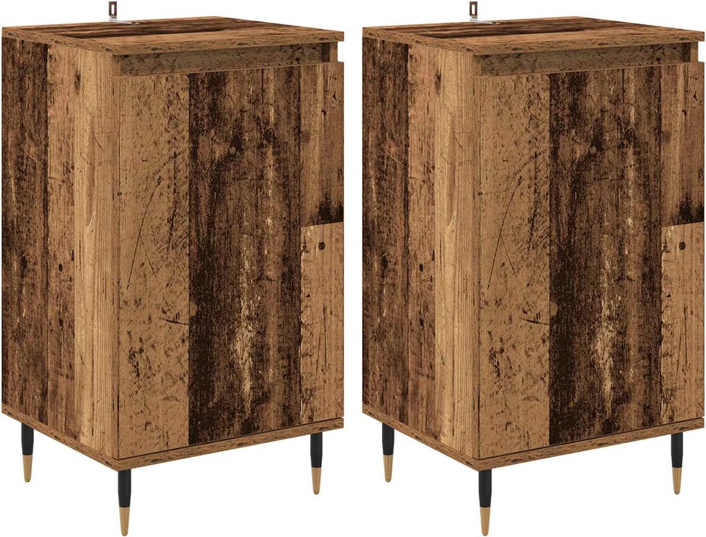 vidaXL Széf 2 pcs Öreg fa 40 x 35 x 70 cm Műszaki fa és vas