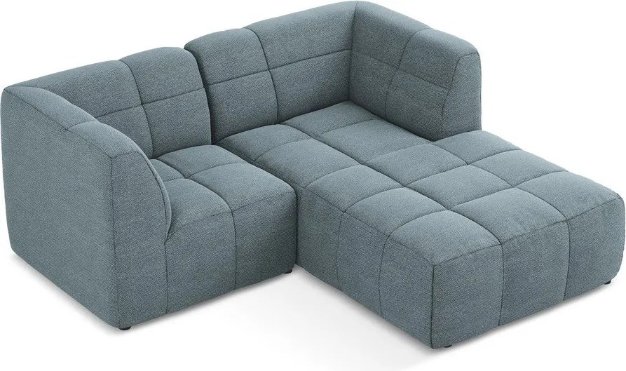 Kék buklé sarokkanapé (jobb oldali-heverő résszel) Aloha – Makamii