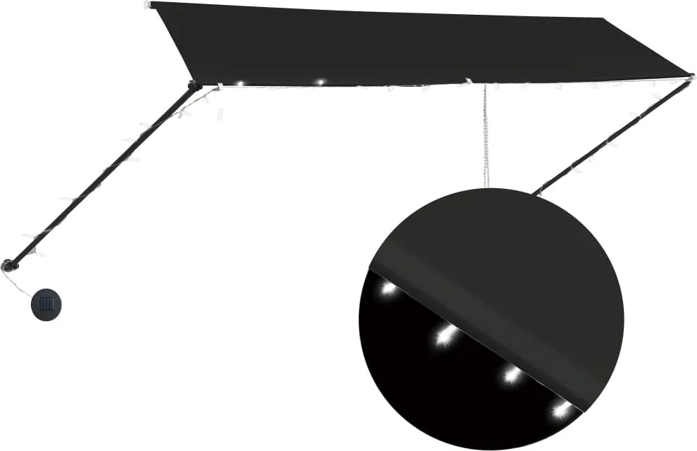 vidaXL feltekerhető antracitszürke napellenző LED-del 350 x 150 cm